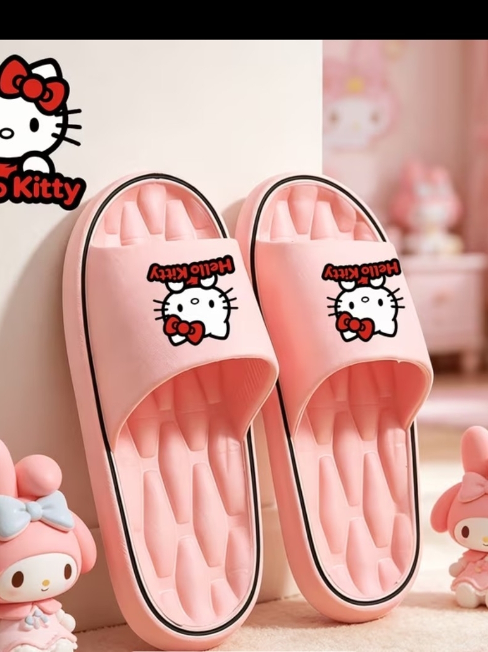 Hello Kitty Pink Cushioned Slide Sandals Women's 9